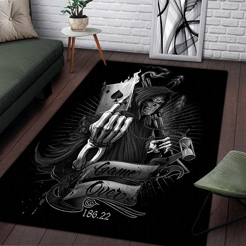 Винтажный декоративный череп с узором розы, декоративный квадратный ковер, современный дом, гостиная, пол, матовый ковер для спальни, художественный коврик для плаката