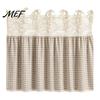 Adjustable Stove Handle Cover Farmhouse Skirt, Plaid Crochet Lace Oven Curtain, Easy Install Strap Shade Skirt Curtain with Ties for Cottage