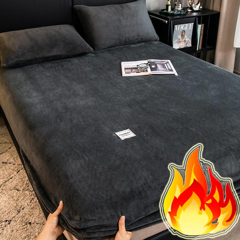2025 Теплая зимняя простыня, Мягкая на ощупь и плюшевая толстая простыня-наматрасник, Розовая Зеленая Синяя Серая Черная