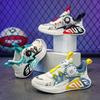 New double mesh ice silk breathable classmate fashion sports shoes medium and older children's casual rotating button cushioning basketball shoes