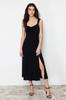 Women's Style Dress Black Plain Knitted Dress