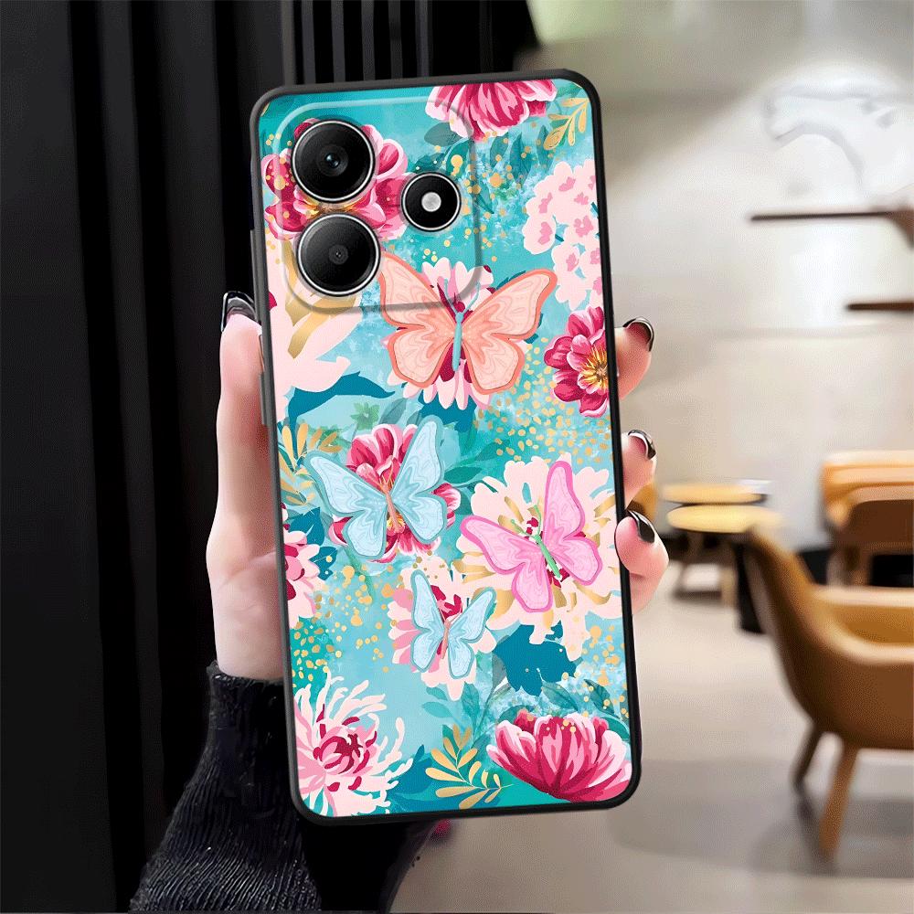 Cartoon Butterfly Flower Case for Xiaomi Redmi Note 14 14C A3 K80 9 8 7 12C 13C A1 12 11 10 A4 A5 13 Pro Plus Phone Cover A2 A1