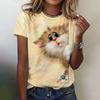 2025 Summer Women Fashion Trend Cute Cartoon Cat O-Neck Tops Tees Female Short Sleeve Clothing Ladies Vintage