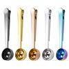 1Pc Stainless Steel Ground Coffee Measuring Scoop Spoon With Bag Seal Clip
