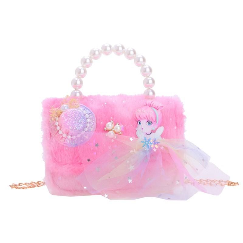 Plush Chic Pearl Handbag For Kids Trendy Mini Shoulder Bag In Vibrant Colors