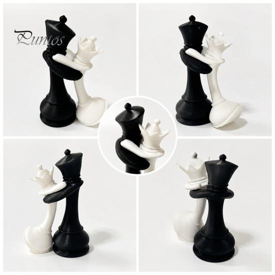 Маленькая шахматная фигурка Король Королева Фигурка фигуры, 3D-печатная статуэтка пары, Черное Белое Украшение для Годовщины Свадебной Вечеринки Дня Святого Валентина