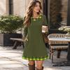 Women's Fashion Vertical Striped Knit Long Sleeve Dress for Casual Fall Winter Wear