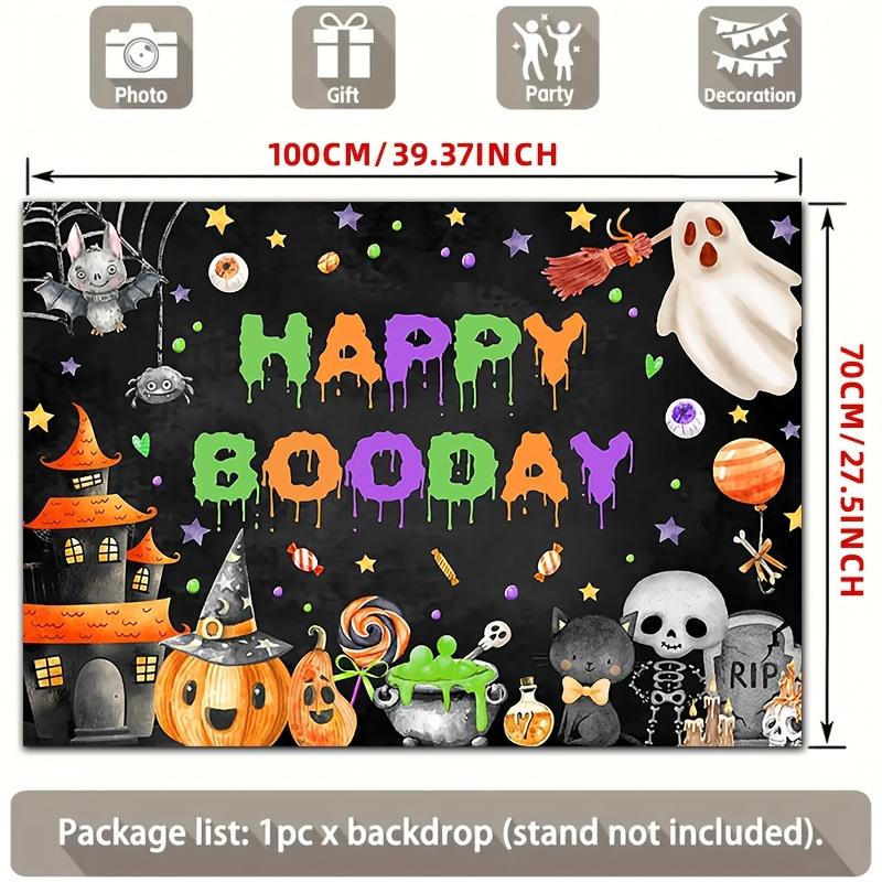 2D flat design 1 piece. "Happy Birthday" theme Halloween style cute pumpkin witch skeletonzyc