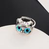 Fashion Silver Color Fat Cat Blue Eyes Cute Ring For Men Retro Blue Acrylic Couple Ring Women Party Jewelry Wholesale