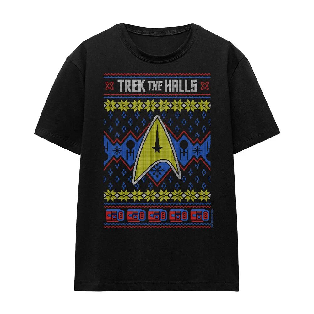 Star Trek Trek The Halls Ugly Christmas Ladies 100% Cotton T-shirt Mens Tees Top S-2XL, Black