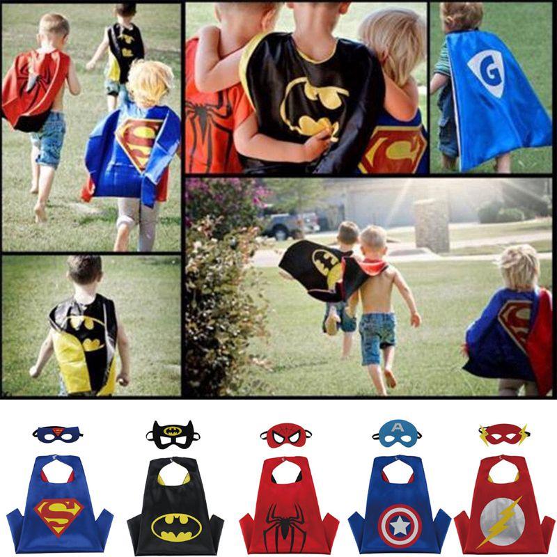 Colorful Marvel Anime Cosplay Superhero Cloak And Mask For Childrens Fancy Dress