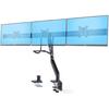StarTech.Com Crossbar Triple Monitor Desk Mount for Up To Three 27in Screens, VESA 75x75/100x100, Tool-Less Arm Adjustments