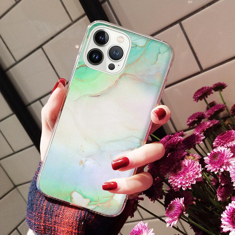 Чехлы для iPhone 14 12 11 13 Pro Max Чехол Силиконовый Funda на iPhone 13Mini X XS Max XR 8 7 14 Plus Цветная Мраморная Живопись