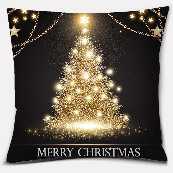 Золотая рождественская декоративная подушка для подарка на домашний офис, спальню, диван, автомобиль, чехол для подушки