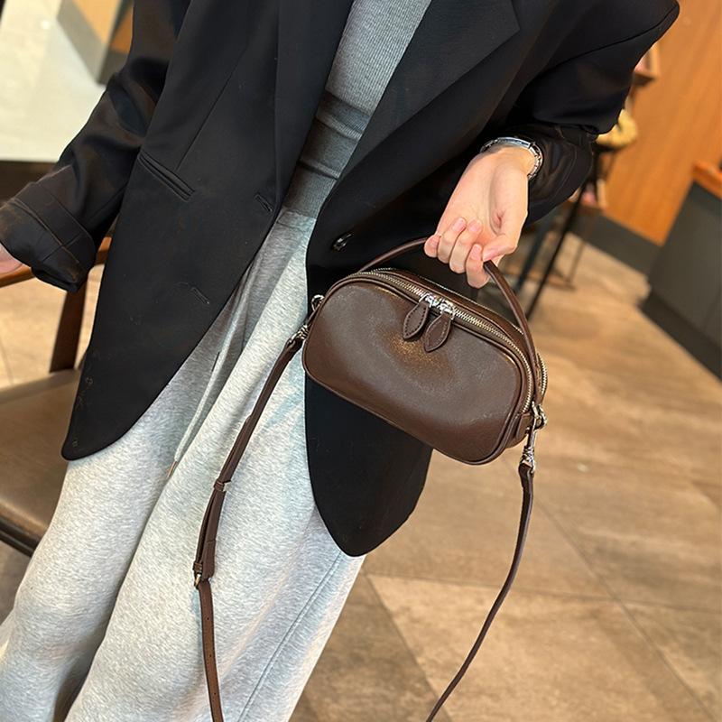 Женская сумка из натуральной кожи, многослойная, вместительная, стильная и простая сумка через плечо с верхним слоем