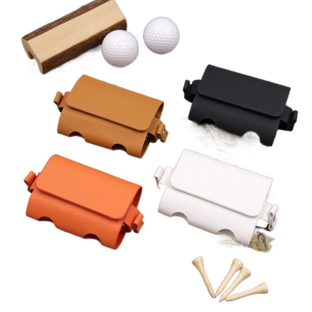 Pouch Pack PU Leather Large Space Waist Bag Storage Bag Golf Ball Storage Clip Golf Ball Bag