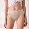 Summer Silk Underwear Women's Middle Lingerie Waist Solid Color Knickers Breathable Knitted Triangle Panties