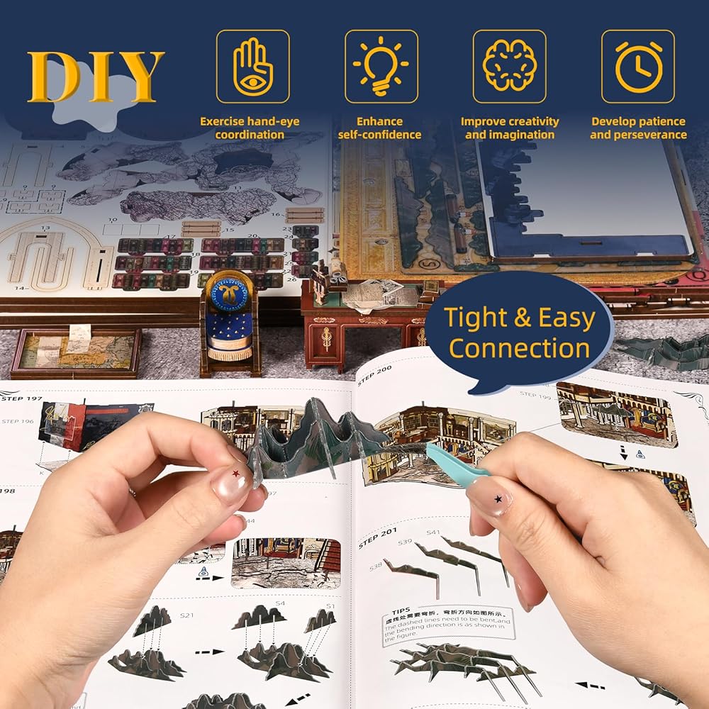 Набор для создания книжной полки MiniCity DIY с LED-подсветкой - Миниатюрный домик-кукольный домик для начинающих и подростков