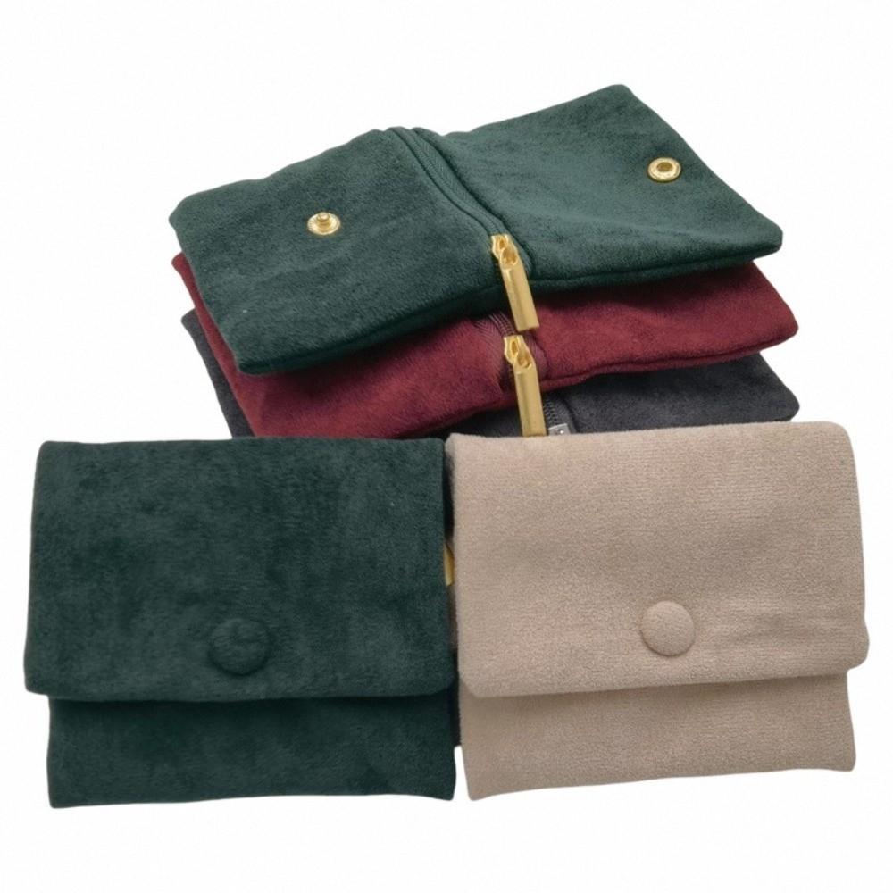 1PCS Velvet Jewellery Pouch Snap Zipper Gift Packaging Bracelet Necklace Earrings Storage