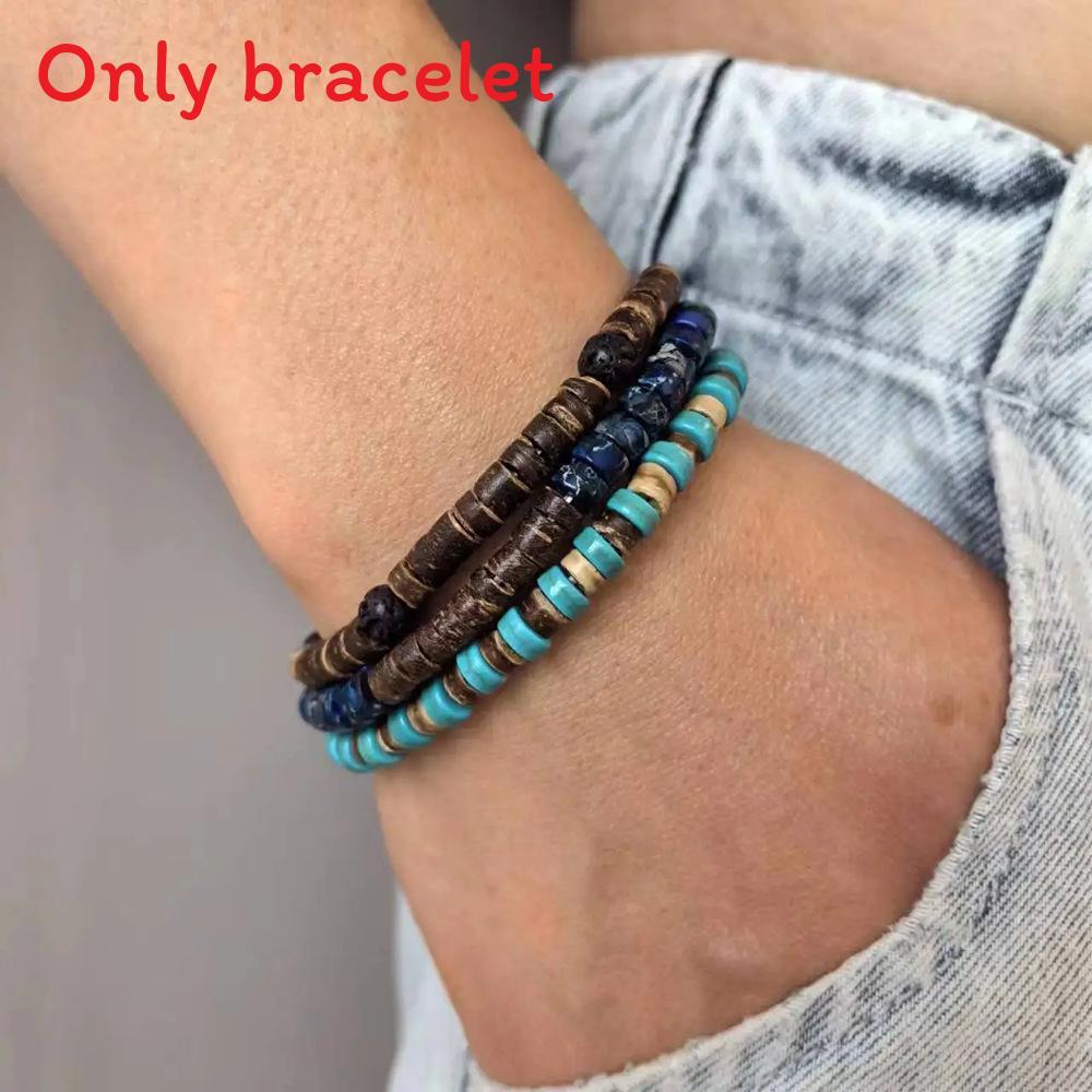 Handmade Coconut Shell Beaded Wristbands With Geometric Style For Unisex Daily Wear And Events