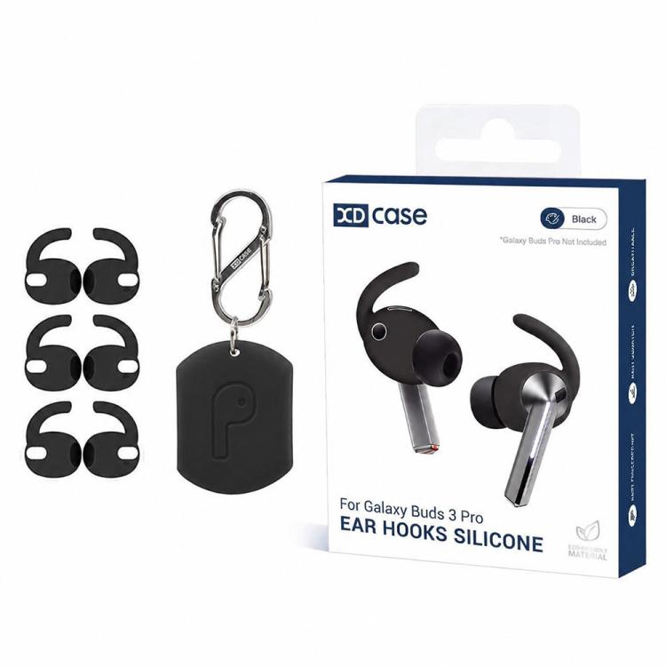 Silicone Anti‑Slip Sports Ear Caps 3 Pairs, Replacement Ear Tips with Storage Case & Carabiner