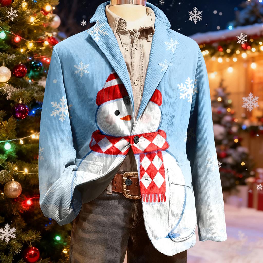 Мужской уродливый рождественский вельветовый теплый карманный пиджак-кардиган, мужской повседневный костюм