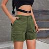 Women's Cargo Shorts Casual Knee Length Bermuda Cargo Shorts with Pockets Summer Baggy Wide Leg Hiking Outfits