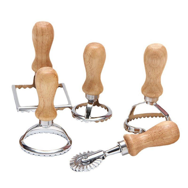 Ручные формы для пасты Главная Формочка для равиоли Пресс-форма для печенья с деревянной ручкой Кухонный инструмент для выпечки пельменей Лазанья Пироги