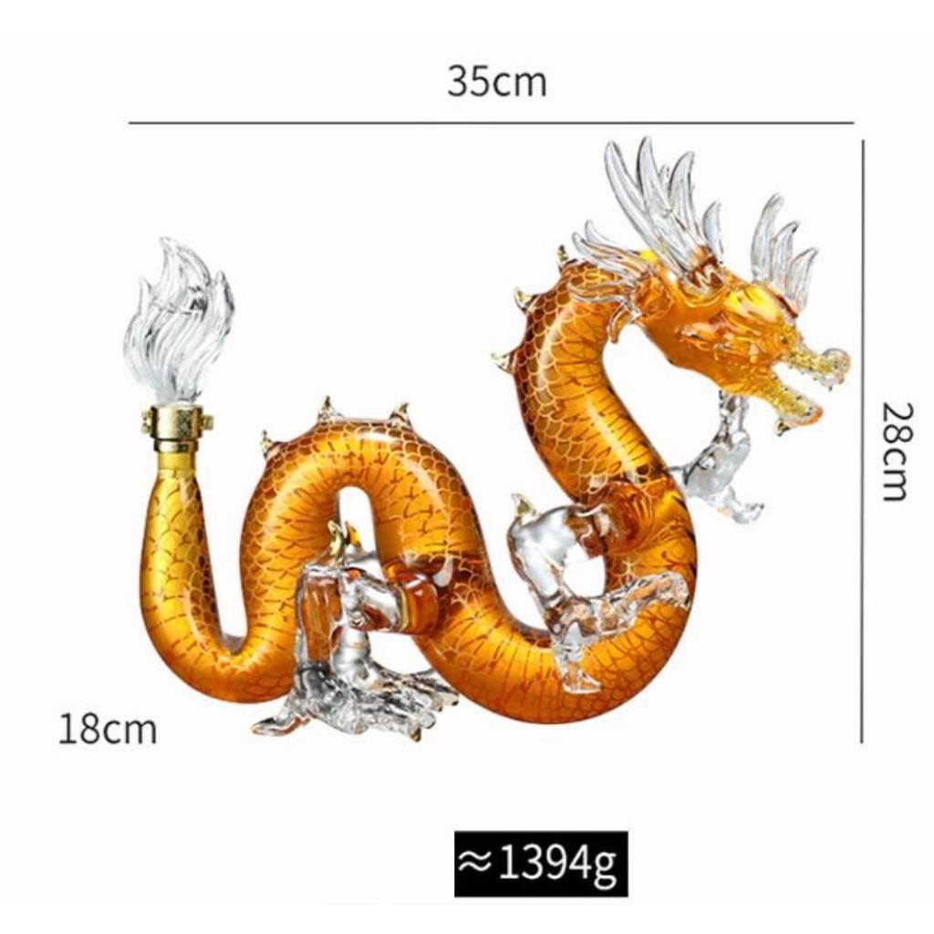 Dragon Shaped Chinese Zodiac Whiskey Decanter Glass Alcohol Bottle for Liquor Scotch Bourbon Gifts for Men Him 1000ML