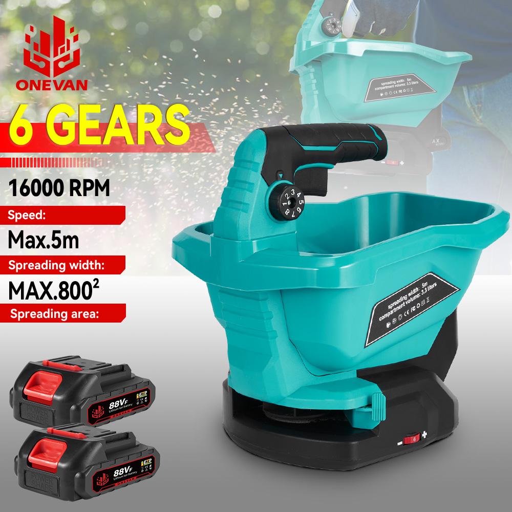 ONEVAN 3.3L Сеялка-кормораздатчик 6 скоростей Регулировка Перезаряжаемый Ручной Беспроводной Сельскохозяйственный Разбрасыватель Удобрений Для Аккумулятора Makita 18-21 В