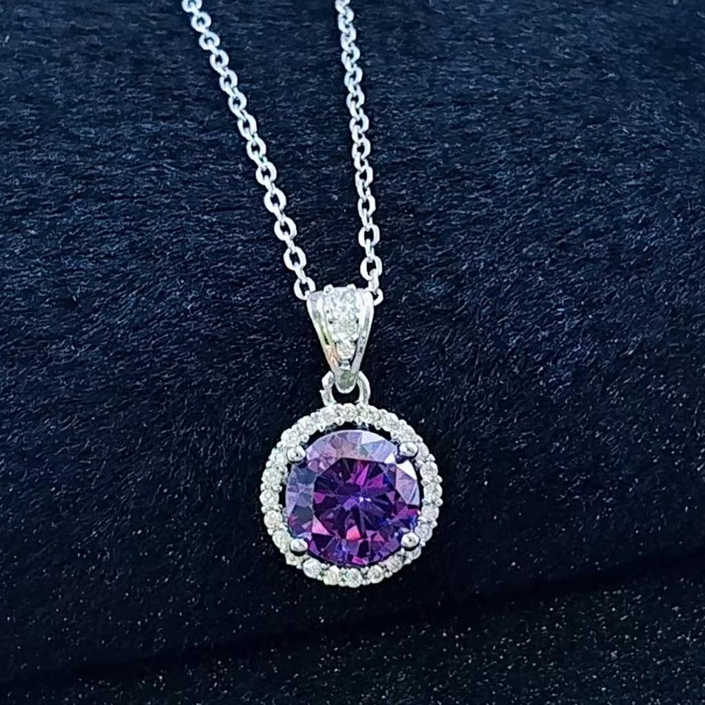 Fashion Versatile Imitation Princess Round Bag Zircon Women's Pendant Necklace Jewelry Qixi Festival Valentine's Day Collarbone Chain