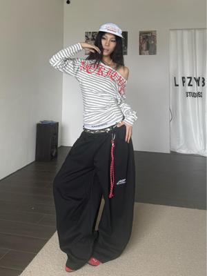 Американские ретро хип-хоп джазовые танцевальные брюки с кулиской на талии - Повседневные, Свободные, Универсальные спортивные штаны