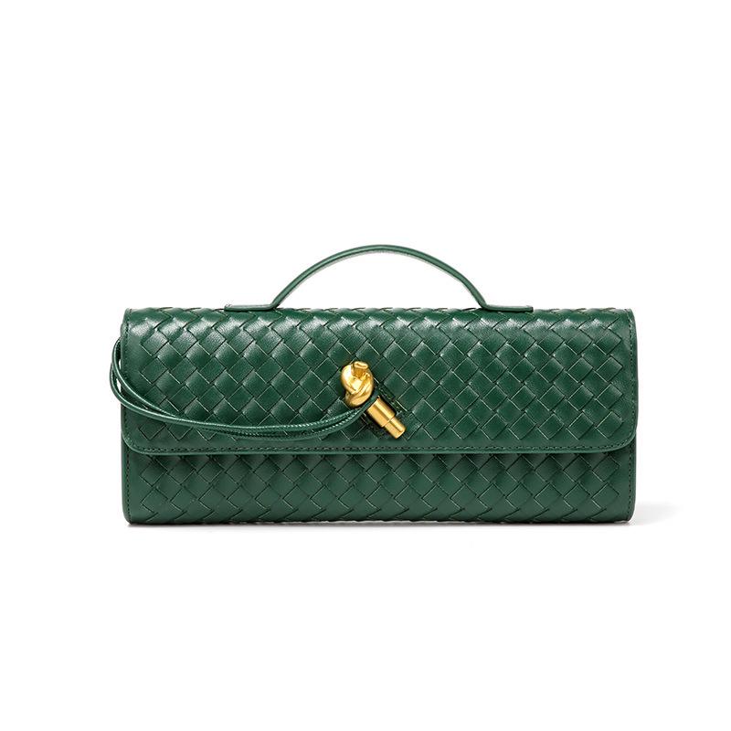 Трендовая плетеная вручную кожаная сумка-аккордеон квадратной формы - однотонная женская сумка-багет