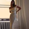 Women Fashion Outfits Sleeveless Gown Spaghetti Strap Sexy Backless Satin Slip Maxi Dress