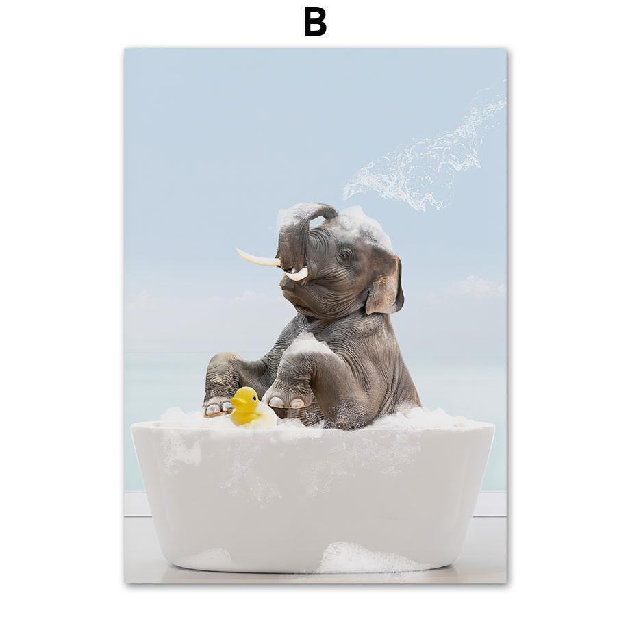 Животное в ванне Лев Тигр Лама настенная живопись на холсте туалет причудливые постеры и принты настенные панно Забавный декор для ванной комнаты