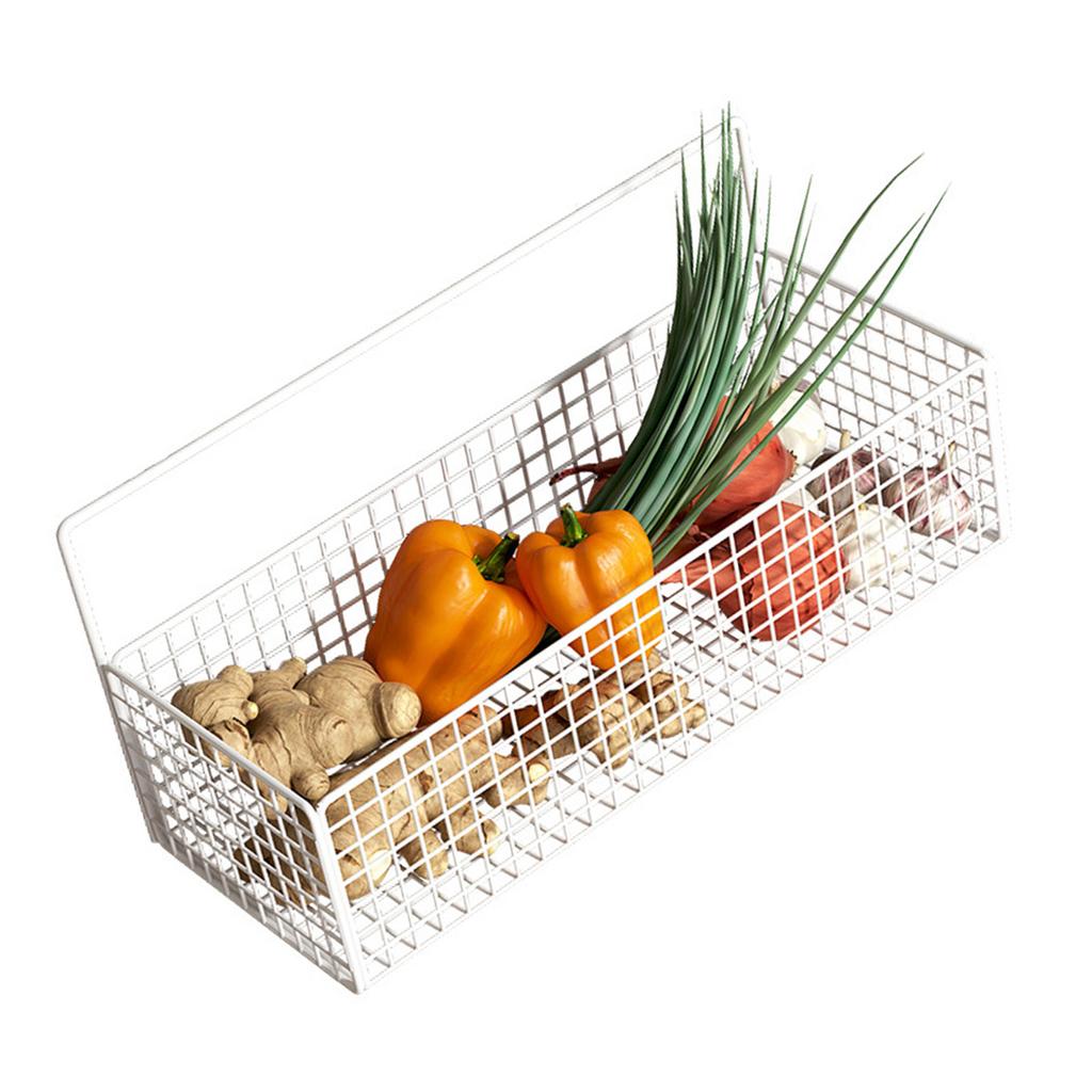 Wire Storage Basket Metal Wall Mounted Hanging Fruit Basket Organizer Bin with Adhesive for Kitchen
