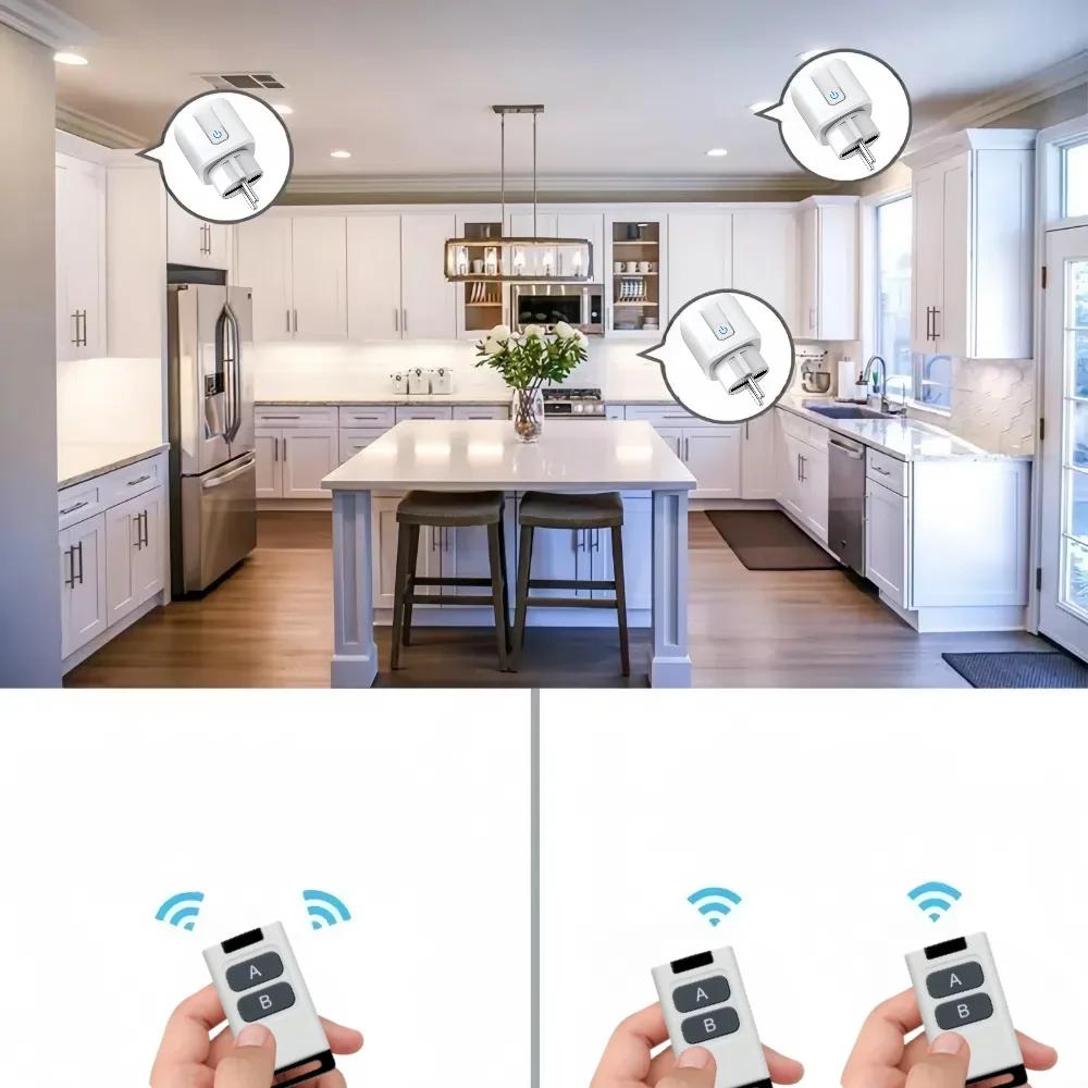 Универсальный пульт дистанционного управления Мини электрические розетки 433МГц РЧ умная вилка 220В 15А Одинарные розетки Выключатель для бытовой техники светодиод