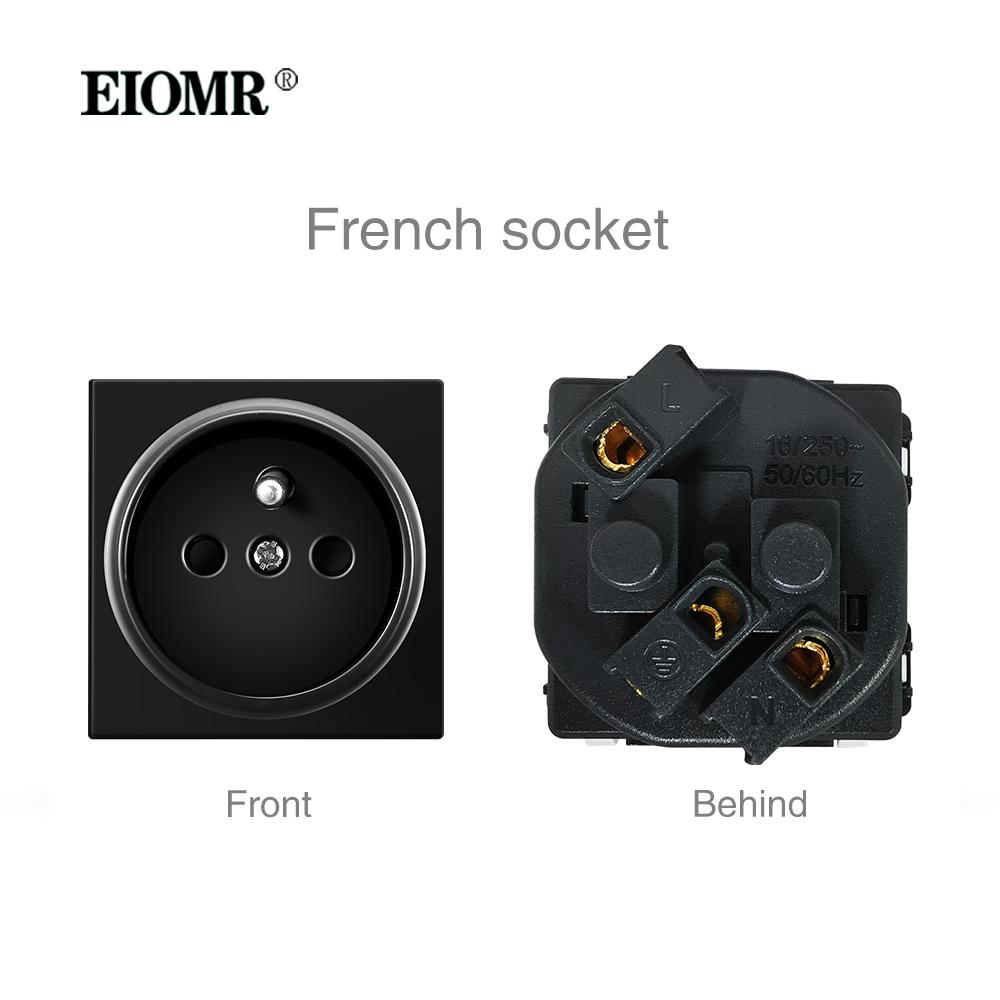 EIOMR A1 Series High-quality Plastic Panels Wall Switch EU French Electrical Outlets USB Type-C TV RJ45 Sensor Switch Module DIY