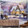 Рождественский город картина маслом гобелен настенный богемный хиппи Tapez Рождественский фестиваль искусство спальня гостиная домашний декор