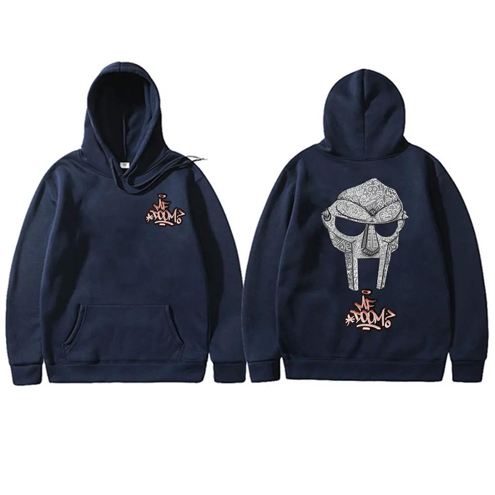 2026 MF DOOM Графическая толстовка с капюшоном Хип-хоп Рэпер Маска Узор Печать спереди и сзади Повседневная с длинным рукавом Унисекс Оверсайз Уличная одежда Пуловер Толстовка с капюшоном