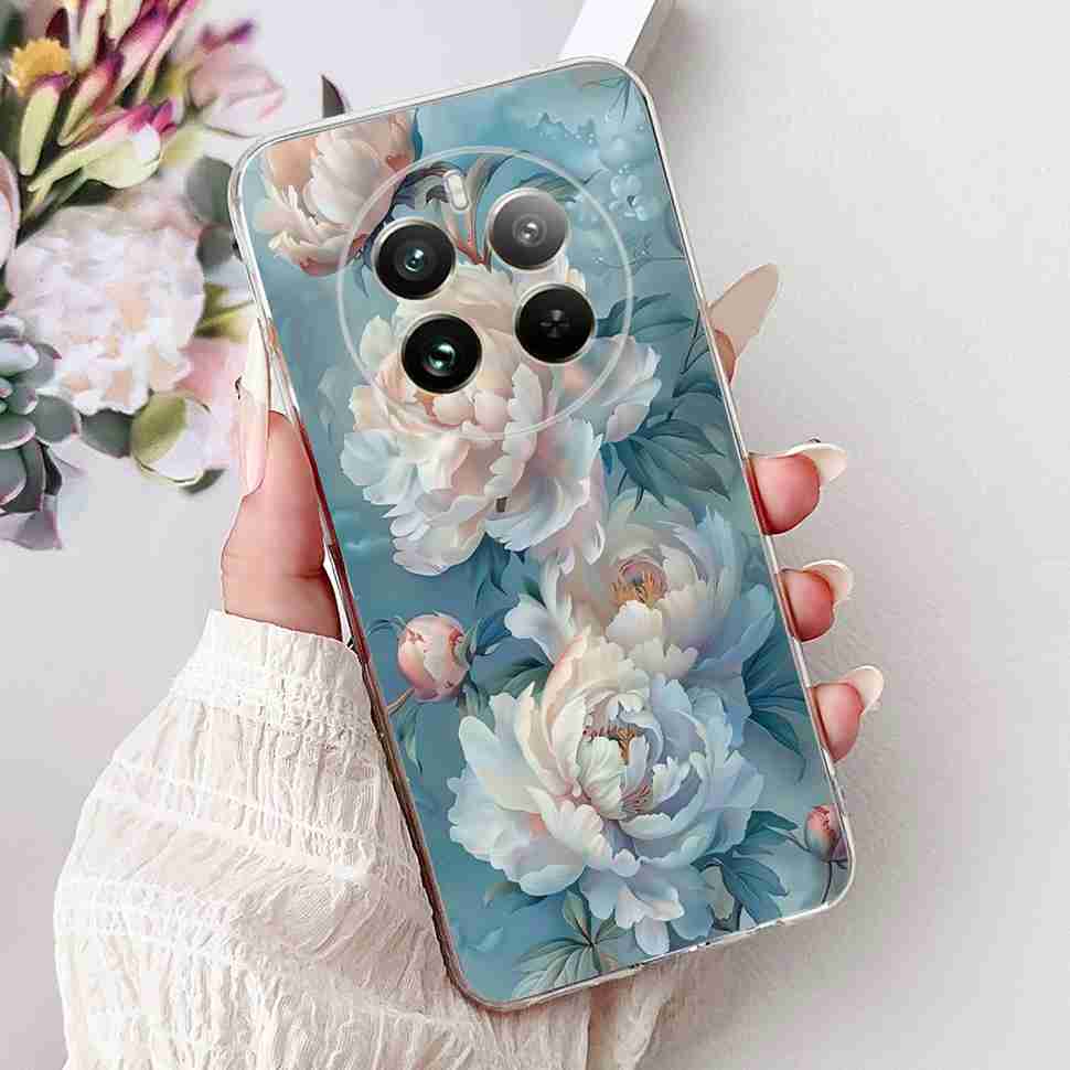 Для Realme 12 Pro RMX3842 6.7" Летний Лотос Милый Кот Мягкий Силиконовый ТПУ Чехол Для Realme 12Pro+ 12Pro Plus RMX3840 Защитный Бампер