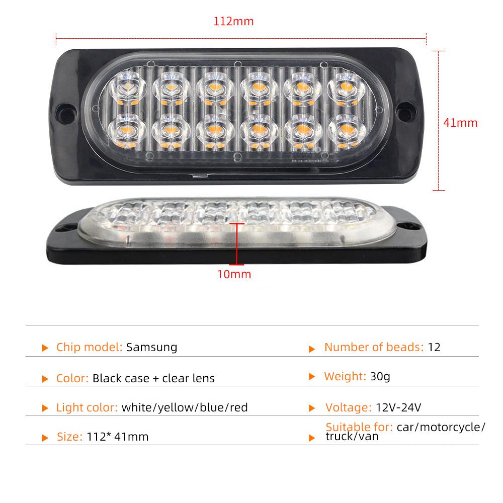 Car Warning Light Car Lights Assembly Car Truck Emergency Side Lamp 12 LED Car-styling Signal Lamp LED Warning Light