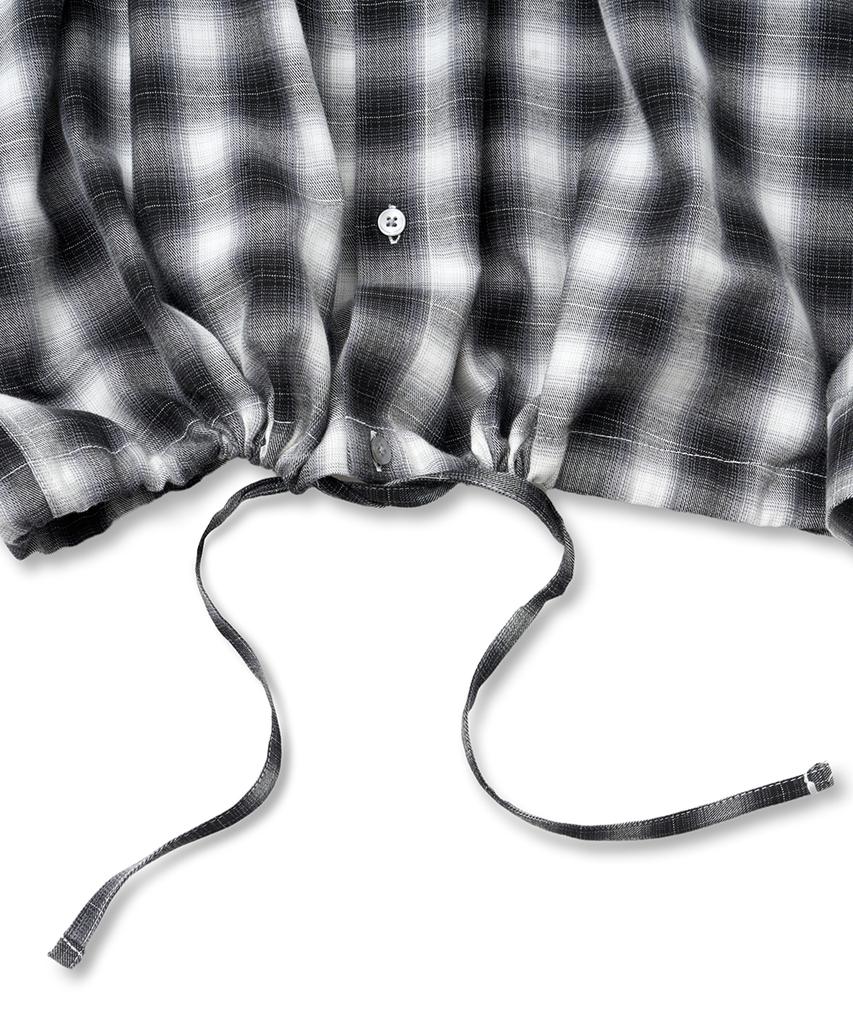 HOOVES Madrid String Check Crop Shirt [Black]