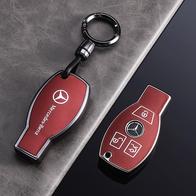 VFO1 For Mercedes-Benz TPU Car Key Cover E-Class/Class E300L/C260L/A200L Car Key Decorative Leather Pattern All-Pack Protective Case