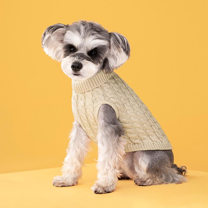 Pet Clothes Autumn and Winter Fashion Candy Color Sweaters for Dogs Cute Pets Solid Color Cable Knit Pullovers
