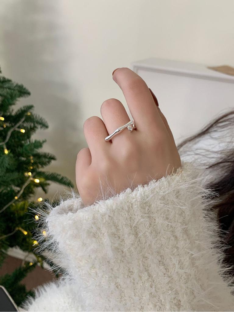 Stylish Minimalist 925 Sterling Silver Irregular Geometry Open Finger Ring For Women