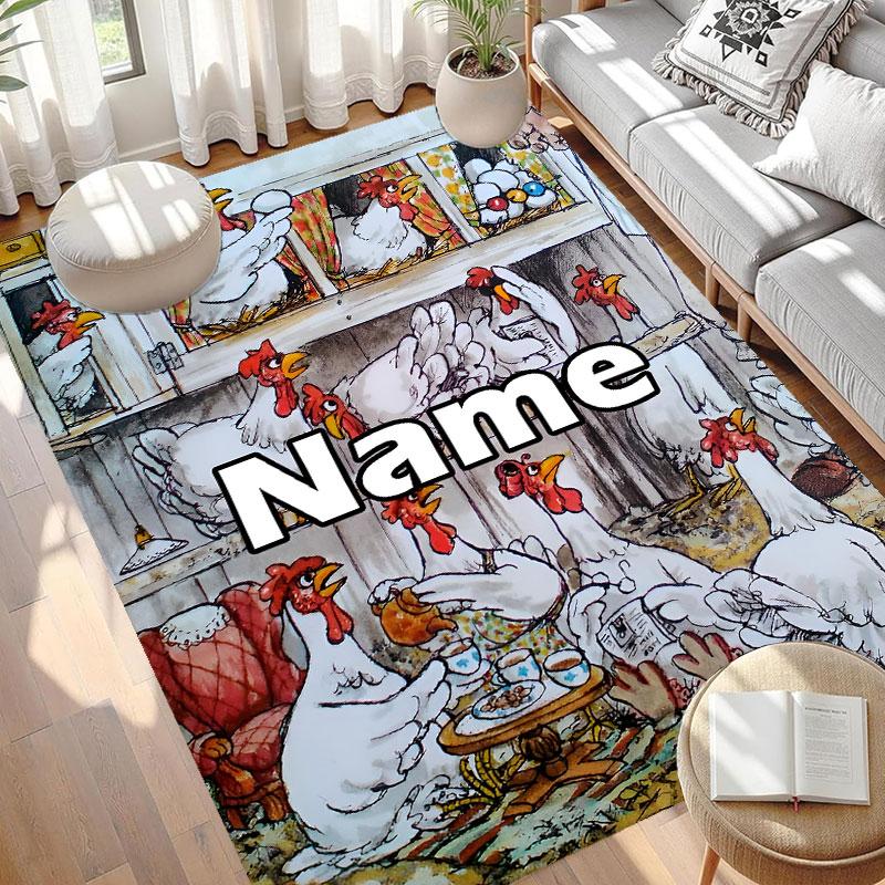 Custom Name Personalized Pettersson und Findus Print Carpet, Versatile Home Decor Rug, for Playroom, Apartment, Balcony, Entryway, Hallway Gift