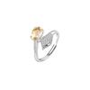 S925 Sterling Silver Spirit Fox Open Ring Natural Crystal Topaz Inlaid Exquisite Temperament Jewelry Gift for Women Birthday Anniversary