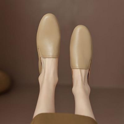 Женские туфли из натуральной мягкой кожи на одном ремешке, маленькие кожаные туфли в британском стиле, удобные балетки, повседневные туфли для мамы, ленивые туфли