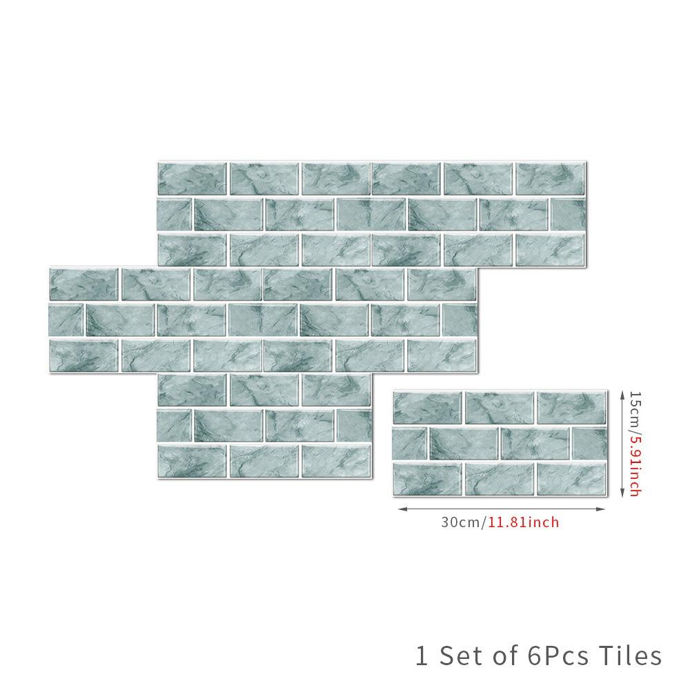 6PCS 3D Effect Crystal Kitchen Stickers Waterproof Wall Tile Stickers Kitchen Bathroom